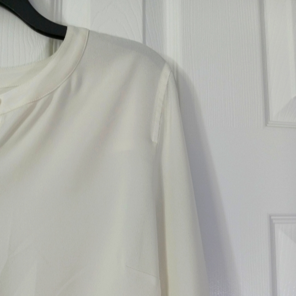 J Crew Long Sleeve Shirt Top Ivory Medium Tunic Sheer Loose Fit New Hi Low - Picture 5 of 15